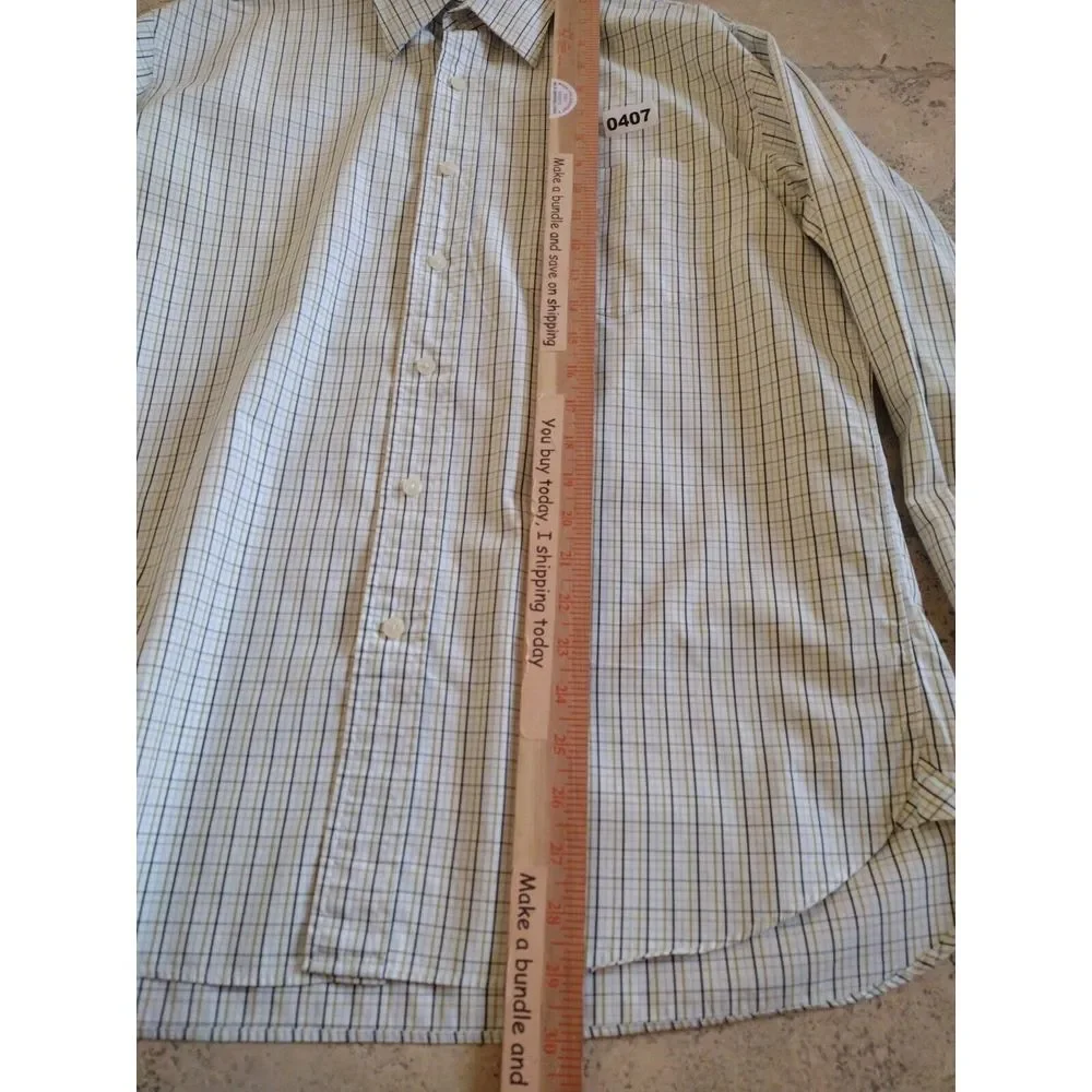J. Crew Button-Up Shirt Men L Multicolor Plaid 80's‎ Two Ply Cotton Long Sleeve